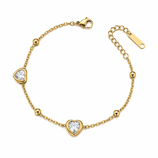 Crystal Heart Gold Bracelet – Style U Luxe