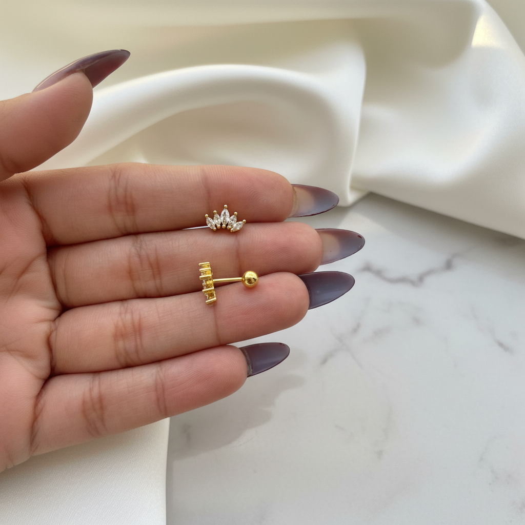 Crown Crystal Studs Earrings (Pair)