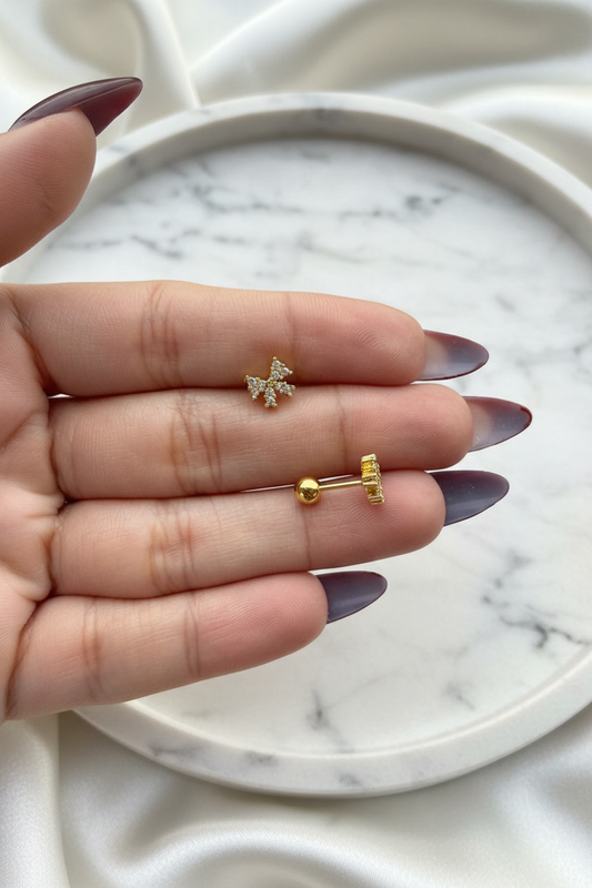 Crystal Bow Studs Earrings (Pair)