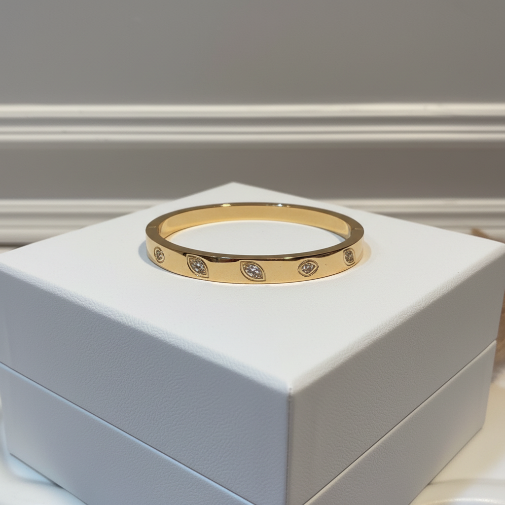 Eternal Spark Gold Bangle Standard Wrist 2.6