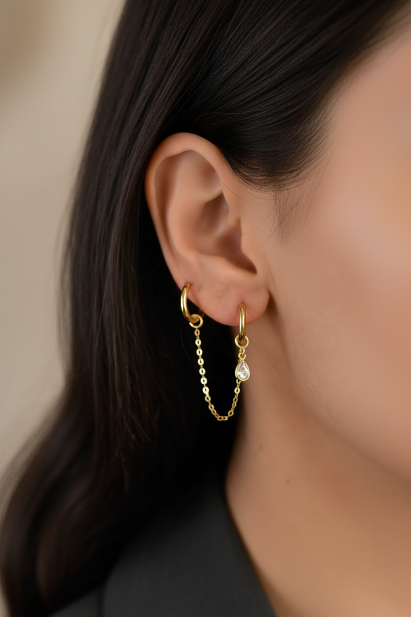 Niara Double Chain Piercing Earrings (Pair)