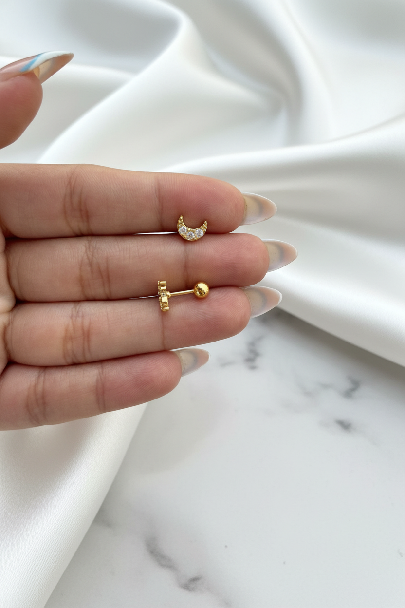Mini Moon Stud Earrings