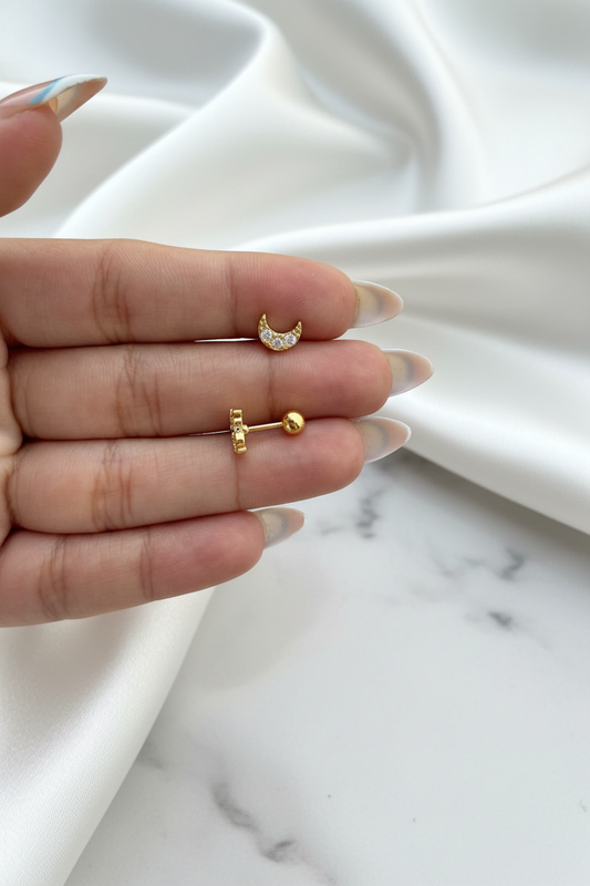 Mini Moon Stud Earrings