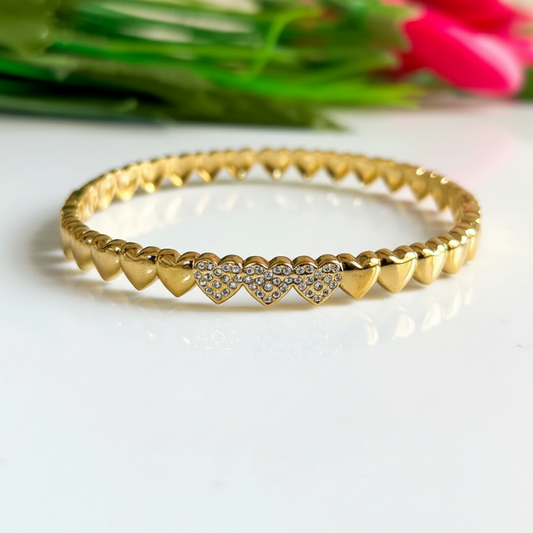 Golden Hearts Eternity Bracelet Standard Size Wrist 2.6