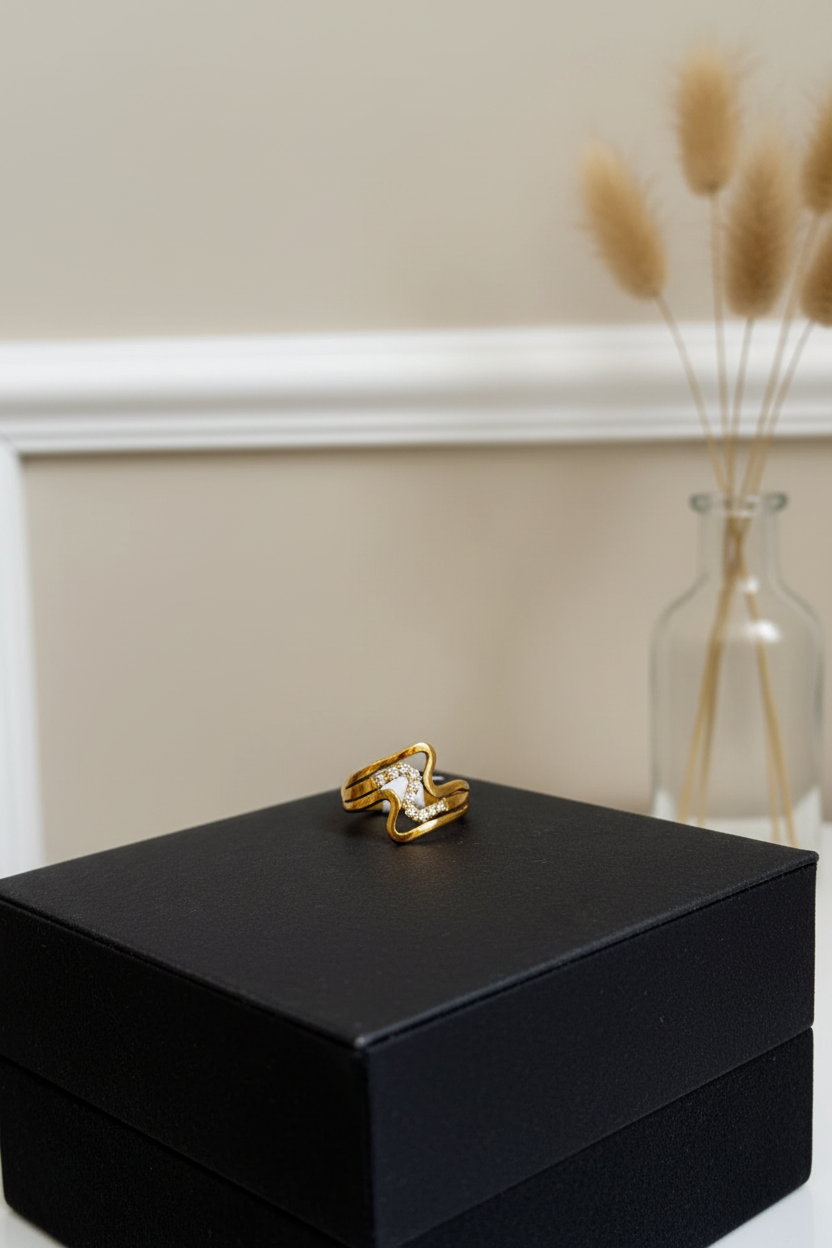 Meera Ring - Gold Wave Diamond Ring