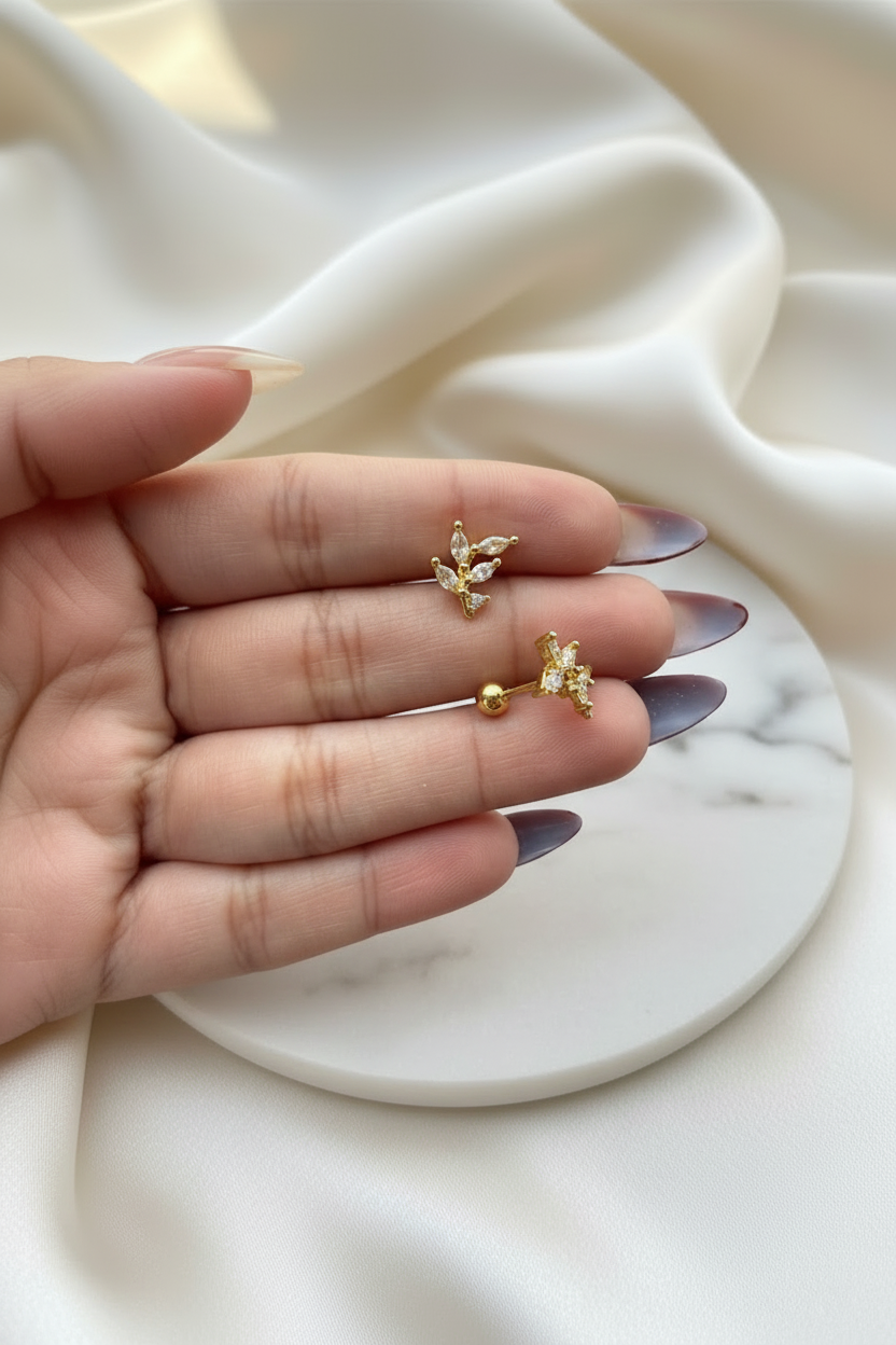 Aurora Leaf Cluster Studs (Pair)