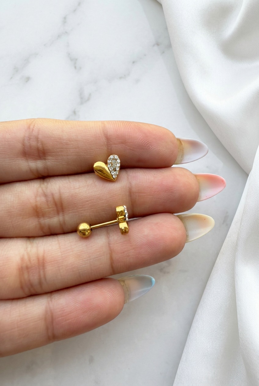 Mimosa Heart Studs (Pair)