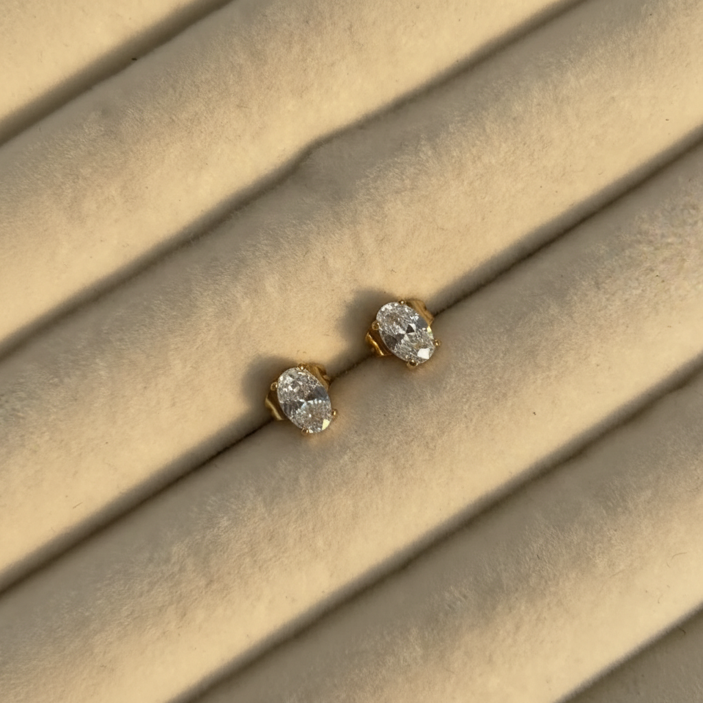 Oval Crystal Stud Earrings