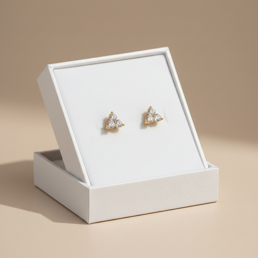 Crystal Triangle Bali Earrings