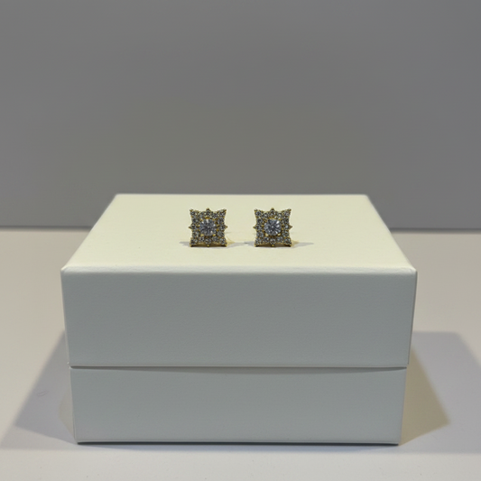 Square Pave Crystal Stud Earrings