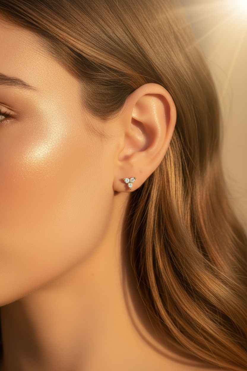 Luna Leaf Crystal Studs (Pair)