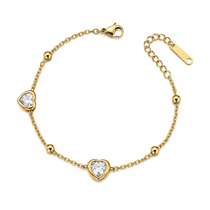Crystal Heart Gold Bracelet – Style U Luxe