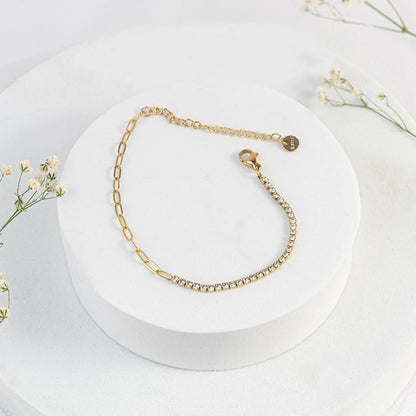 Sleek Tennis Bracelet With Linking Chain