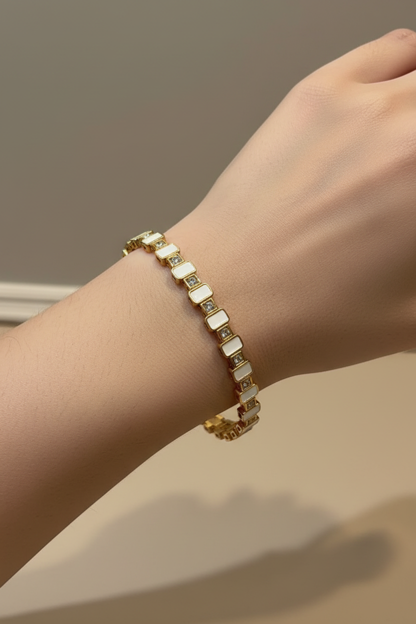 White Enamel Thin Wrist Bangle - Wrist Size 2.2 & 2.4
