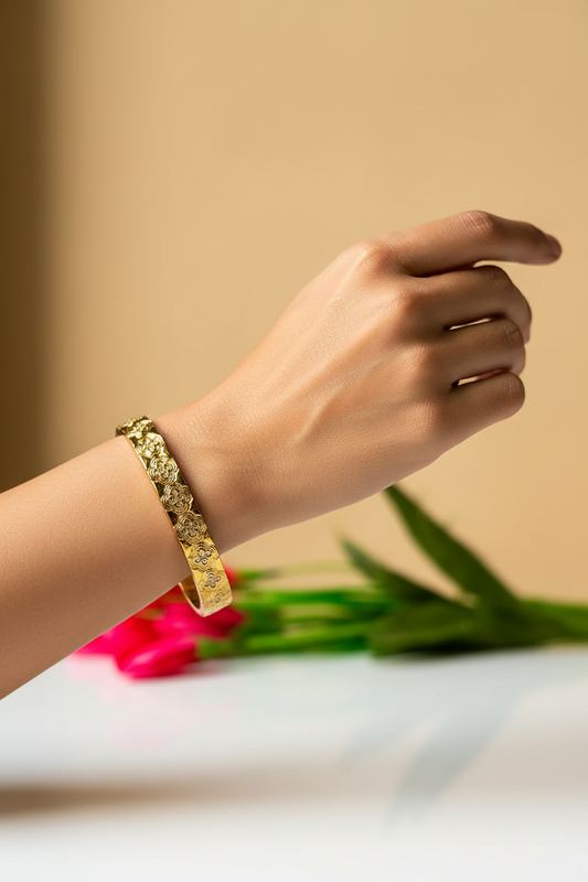 Kiara Floral Thin Wrist Bangle - Wrist Size 2.2 & 2.4