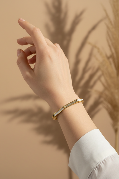 White Enamel Thin Wrist Bangle -Wrist size 2.2 & 2.4