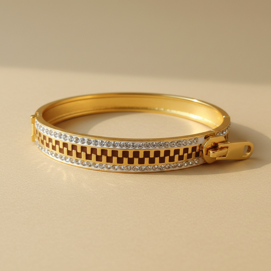 Zip Chain Thin Wrist Bangle - Wrist Size 2.2 & 2.4