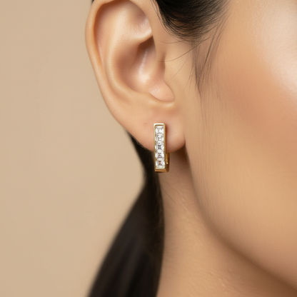 Gold Square Huggie Earrings