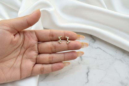 Cross Bezel Studs