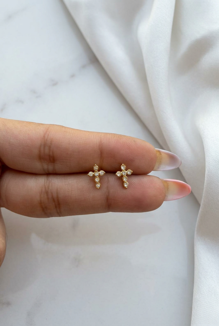 Evara Cross Studs (Pair)
