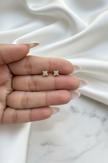 Crystal Clover Flower Stud (PAIR)
