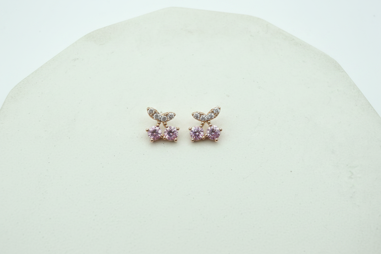 Pink Cherry Drop Earrings