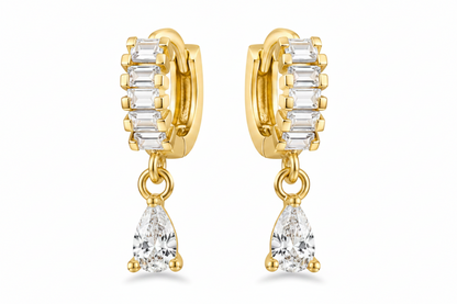 Baguette Crystal Drop Huggie Earrings