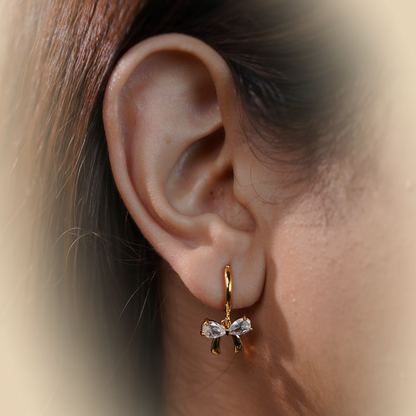 Crystal Bow Charm Hoops