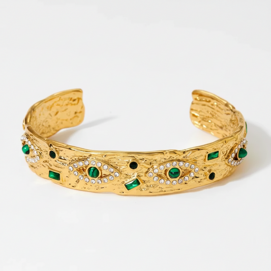 Evil Eye Emerald Cuff Bangle