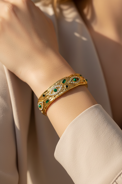 Evil Eye Emerald Cuff Bangle