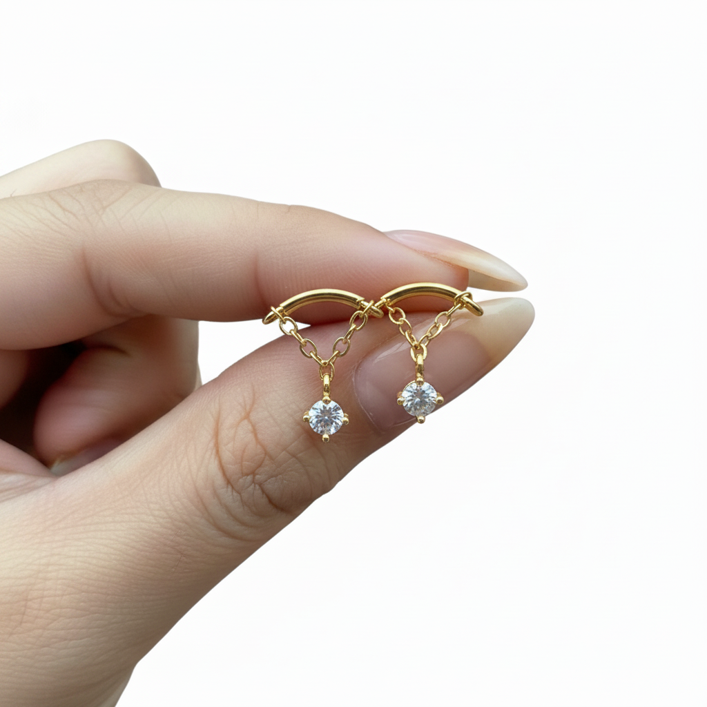 Crystal Solitaire Drop Studs (PAIR)