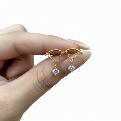 Crystal Solitaire Drop Studs (PAIR)