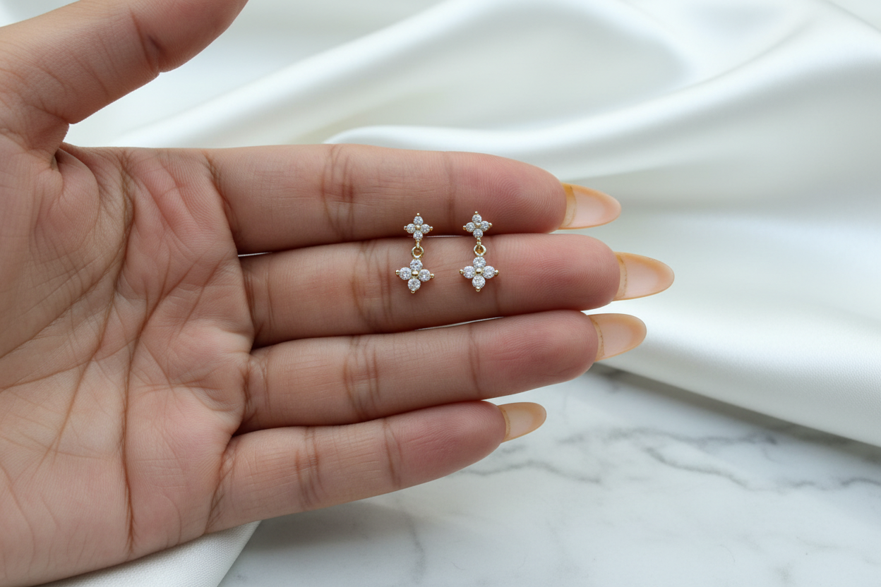 Bella Flower Drop Earrings (PAIR) FLAT BACK