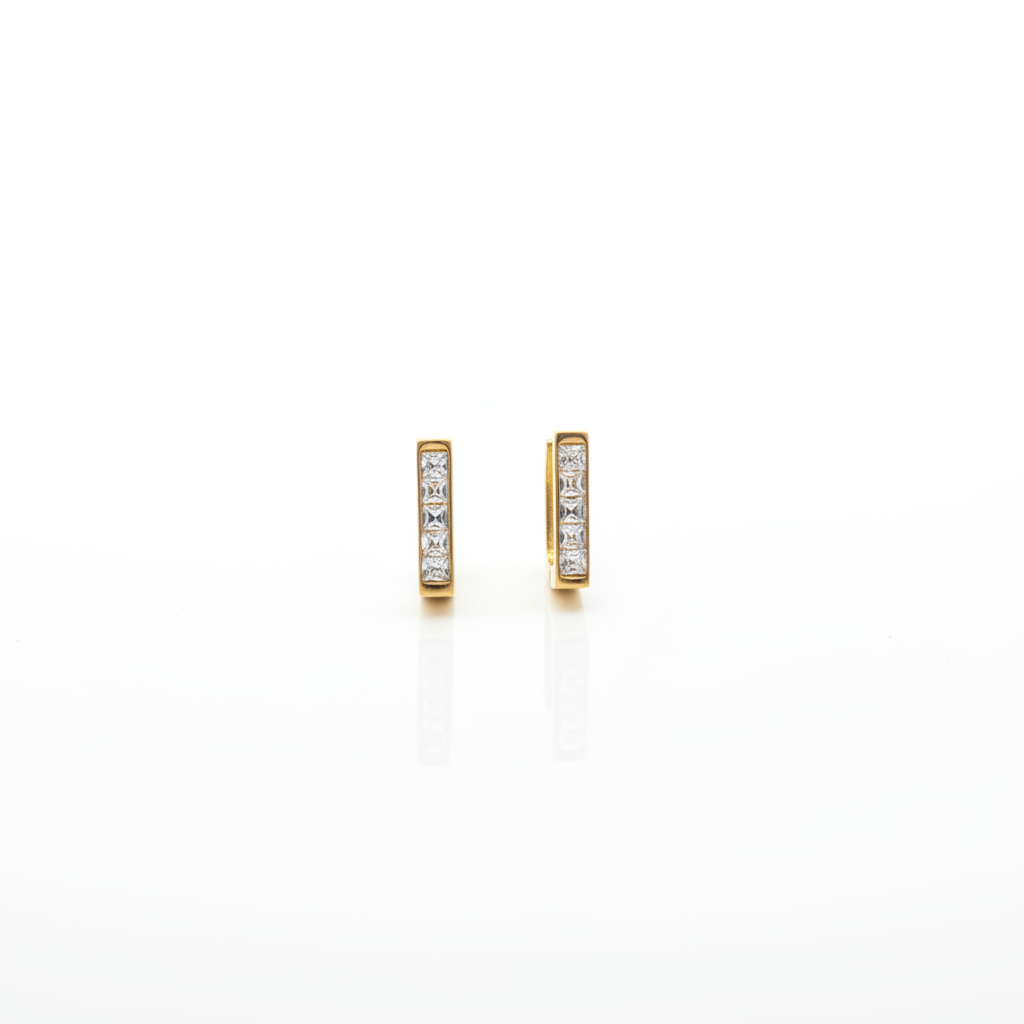 Gold Square Huggie Earrings