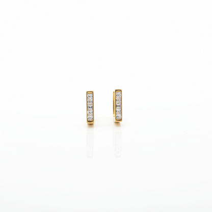 Gold Square Huggie Earrings