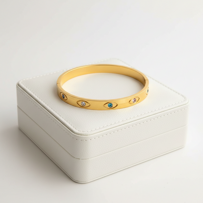 Celeste Evil Eye Gold Bangle Standard Wrist 2.6