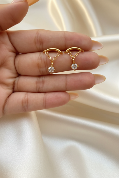 Crystal Solitaire Drop Studs (PAIR)