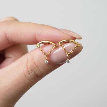 Hanging Solitaire Flat Studs - (PAIR)