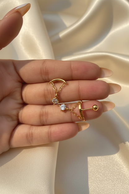 Crystal Solitaire Drop Studs (PAIR)