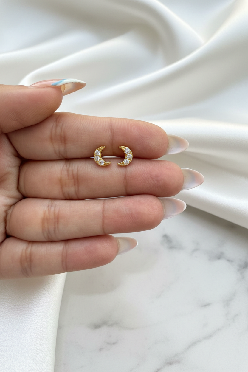Mini Moon Stud Earrings