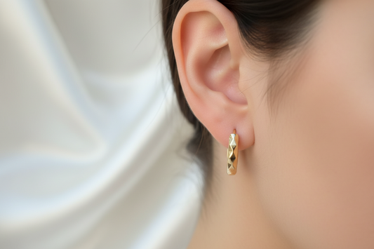 Scalloped Gold Huggie Hoops