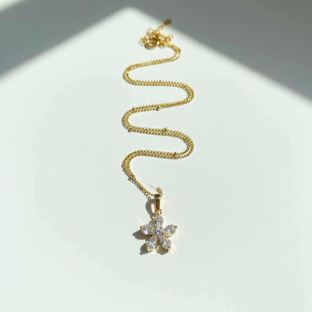 Flower Pendant Necklace - Waterproof & Tarnish-Free