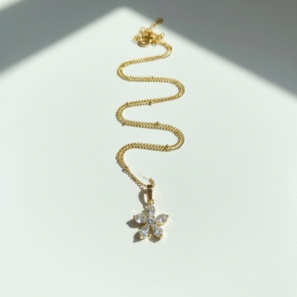 Flower Pendant Necklace - Waterproof & Tarnish-Free