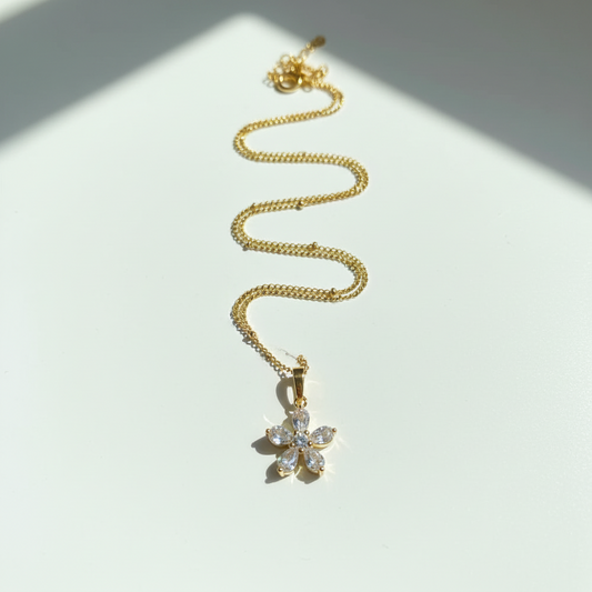 Flower Pendant Necklace - Waterproof & Tarnish-Free