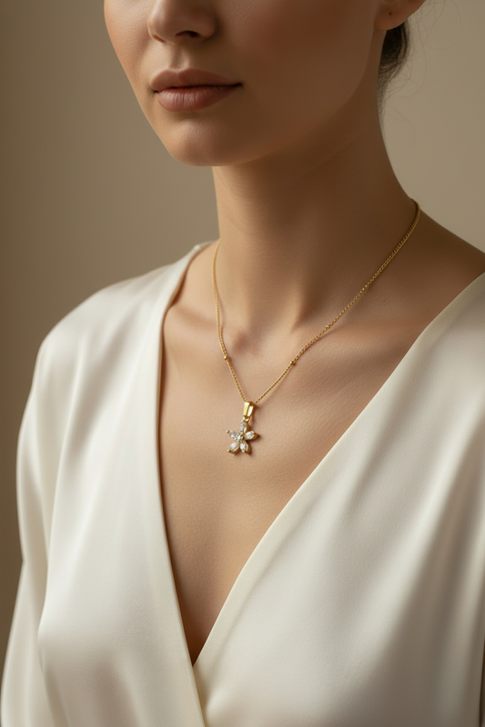 Flower Pendant Necklace - Waterproof & Tarnish-Free