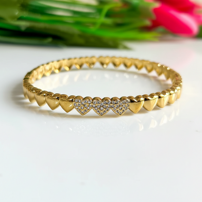 Golden Hearts Eternity Bracelet Standard Size Wrist 2.6