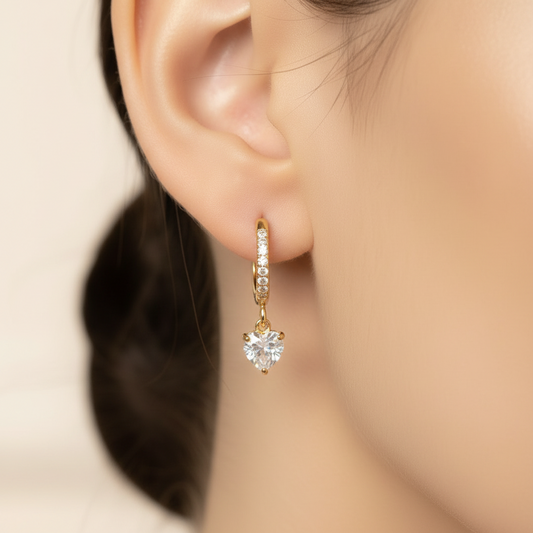 Amour Heart Drop Huggie Earrings