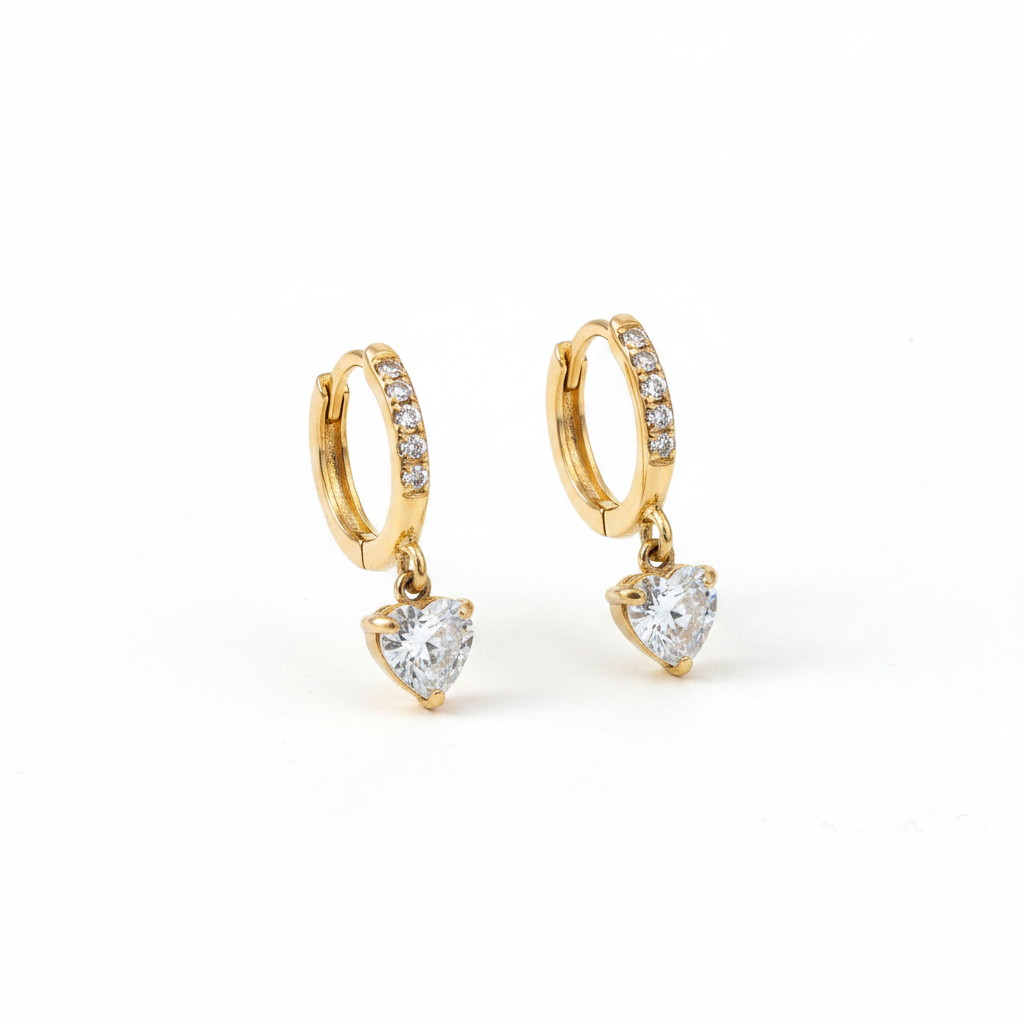 Amour Heart Drop Huggie Earrings