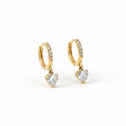 Amour Heart Drop Huggie Earrings