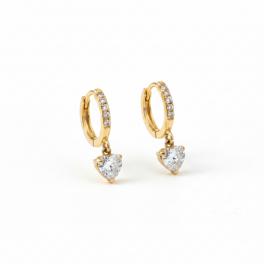 Amour Heart Drop Huggie Earrings